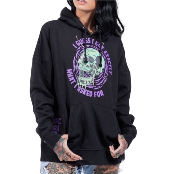 Broken Promises Jinxed Chain Skull Hoodie - Picture 1 of 16
